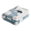 Soft blue fleece pet blanket featuring white cloud patterns and warm sherpa lining - XS: 50*70CM / Cloud Blue