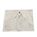 Minimalistische katoenen linnen placemat met romantisch paar lijntekening decor - Kussende Silhouet Lijn Kunst (7702-13) / 32*45cm