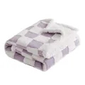 Folded purple and white checkered pet blanket with soft sherpa lining - XS: 50*70CM / Grid Purple