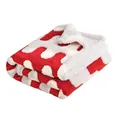 Manta impermeable roja y blanca para mascotas con forro polar suave y muy cálido. - Ondas Rojo