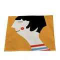 Tovaglietta in cotone e lino senape con illustrazione astratta di un personaggio - Illustrazione Del Ritratto Giallo Senape (7702-7) / 32*45cm