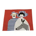 Tovaglietta in cotone e lino con coppia astratta di cartoni animati per decorazione. - Figure Geometriche Rosso Acceso (7702-20) / 32*45cm