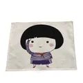 Tovaglietta in cotone e lino con illustrazione di cartoni animati per la tavola - Ragazzo Dai Capelli Neri Con Scarf Rossa (7702-11) / 32*45cm
