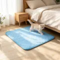 Soft light blue waterproof pet mat for cats and dogs, washable thick fleece bed mat - Size S (50x35cm) / Blue