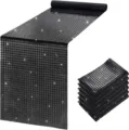 Elegante runner da tavola a specchio nero disco scintillante per decorazioni nuziali - 30cm*120cm / Nero
