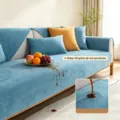 Funda de cojín de sofá impermeable en terciopelo azul con protección antideslizante - 50x70cm / Azul claro
