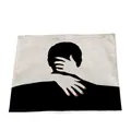 Tovaglietta astratta in cotone e lino con abbraccio di coppia per tavolo nuziale - Abbraccio Minimalista In Bianco E Nero (7702-12) / 32*45cm