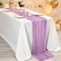Elegant purple Bohemian cheesecloth table runner for wedding and party table decoration - 90*180cm / Light Purple