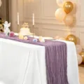 Bohemian purple wrinkled gauze table runner for wedding and birthday party decor - 90*180cm / Grape Purple
