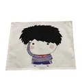 Tovaglietta in cotone e lino con simpatico motivo a cartoni animati per la tavola - Ragazzo Con Camicia A Righe E Sciarpa Rossa (7702-10) / 32*45cm