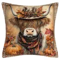 Funda de cojín otoñal con vaca de las tierras altas - Vaca de Highlands Estilo Uno / 45x45cm