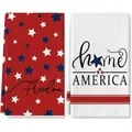 Microfiber Independence Day hand towels with stars stripes and patriotic text Freedom America - Freedom Patriotic Style (MB250317) / 2 Pcs/Set