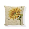 Vintage style sunflower pattern throw pillow cover for sofa and home decoration - Realistic Sunflower Multi Bees / 45x45cm (No Insert)