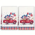 2-pack Independence Day microfiber kitchen towels featuring festive red truck print - Retro Truck Style (MB2503173) / 2 Pcs/Set