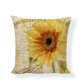 Vintage rustic sunflower print pillow cover with natural linen texture for sofa home decor - French Vintage Sunflower / 45x45cm (No Insert)