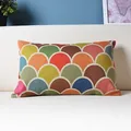Bunter Kissenbezug mit geometrischem Schuppenmuster für Sofa-Deko - Buntes Schuppen Geometrischer Stil (M3080-2) / M3080-2
