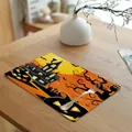 Durable Halloween rectangular placemat with haunted house and pumpkin lantern design - Style 5 (20001-5)