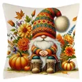 Autumn gnome thanksgiving pumpkin linen pillow case variant in vibrant harvest colors - Gnome Sunflower Harvest (YM2504262--2) / 45x45cm