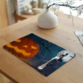 Rectangular Halloween placemat with pumpkin lantern design for seasonal table decoration - Style 7 (20001-7)