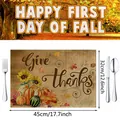 Linen placemat with pumpkin and sunflower motif for thanksgiving - Pumpkin Give Thanks (sku1) / 32*45cm