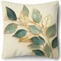 Modern polyester throw pillow cover with elegant teal and gold leaf pattern design - 45x45cm (No Insert) / Teal and Gold Leaf (YM251224-2)