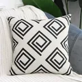 Funda de cojín de lino moderna con patrón de espiral geométrica negra para sofá - 45x45cm / Estilo Cuadrado en Espiral (YM3409062)