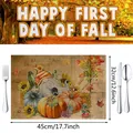 Autumn gnome placemat with pumpkins and sunflowers, 45x32cm linen table mat - Gnome Pumpkin (sku2) / 32*45cm