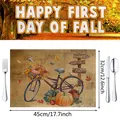 Autumn linen placemat featuring harvest pumpkin and bicycle design, 45x32cm table mat - Vintage Bicycle (sku3) / 32*45cm