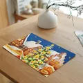 Festliches Weihnachts-Tischset aus Leinen mit verschneitem Dorf und geschmücktem Baum - Sternennacht Dorf Stil (7842-10) / 32x45cm