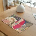 Vintage Weihnachts-Platzdeckchen aus Leinen mit Weihnachtsmann-Illustration Dekor - Vintage Weihnachtsmann Geschenke Stil (7842-5) / 32x45cm