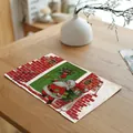 Weihnachts-Tischset aus Leinen mit festlichem Weihnachtsmann-Design für die Tafel - Weihnachtsmann Rotes Backsteinhaus Stil (7842-1) / 32x45cm