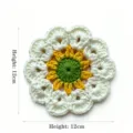 Handmade crochet flower coaster in white and yellow 12cm diameter heat resistant mat - White & Green Daisy Style (CD260615---1) / 12x12cm