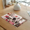 Christmas cotton woven placemat featuring a French Bulldog with festive holiday decor - 32x45cm / Style 7 French Bulldog