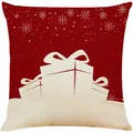 Weihnachts-Kissenbezug aus Leinen mit rotem Schneeflocken- und Geschenkbox-Print - Rot Schneeflocke und Geschenkbox