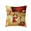 Festive Christmas cushion cover featuring a golden snowman and Merry Christmas text - 45x45cm Single Piece / Golden Snowman and Gift Box Style (6506-11)