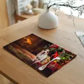 Festive Christmas cotton fabric placemat featuring a cute dog print for holiday dining table - 32x45cm / Style 6 Jack Russell and Gift Box