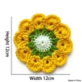 Handmade yellow flower crochet coaster 12cm x 12cm creative desktop decor cup mat - Yellow Green & White Floral Style (CD260615--3) / 12x12cm