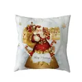 Festive Christmas pillowcase featuring a Santa Claus snow globe design on a white base - 45x45cm Single Piece / Santa Claus Snow Globe Style (6506-2)