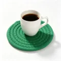 Hand-woven green cotton rope heat-resistant coaster for coffee mugs and kitchen dining table - Diameter 11cm / Green Style (4)
