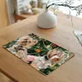 Festive Yorkshire Terrier dog Christmas placemat on a wooden dining table - 32x45cm / Style 2 Yorkshire Terrier in Festive Clothing