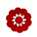 Sottobicchiere a fiore all'uncinetto fatto a mano rosso e bianco, tappetino termico - Stile Floreale Contrasto Rosso e Bianco (CD260615--5) / 12x12cm