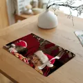 Festive Christmas cotton placemat featuring cute dog and cat wearing Santa hats - 32x45cm / Style 1 Cat and Dog in Christmas Hats
