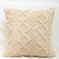 Fodera per cuscino in peluche jacquard crema con lussuoso motivo geometrico in 3D - Beige