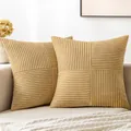 Federa per cuscino moderna in velluto a coste beige per divano o letto decorativa - 45x45cm / Kaki