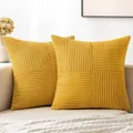 Federa per cuscino in velluto a coste giallo moderno con design patchwork a coste - 30x50cm / Giallo