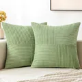 Fodera per cuscino in velluto a coste verde moderno con elegante design patchwork - 30x50cm / Verde chiaro