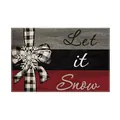 Christmas placemat with Let it Snow text and checkered ribbon snowflake design - Tricolor Stripes Let it Snow