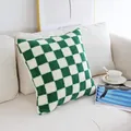 Fodera per cuscino in peluche a scacchi verdi e bianchi per l'arredo del soggiorno - 45x45cm (Senza Interno) / 棋盘绿色