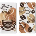 Coffee theme printed kitchen towel set with But First Coffee slogan - Vintage Coffee Bean Print (MB2503173)