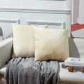 Luxury cream velvet pillow covers with elegant chevron quilted pattern for sofas - Beige